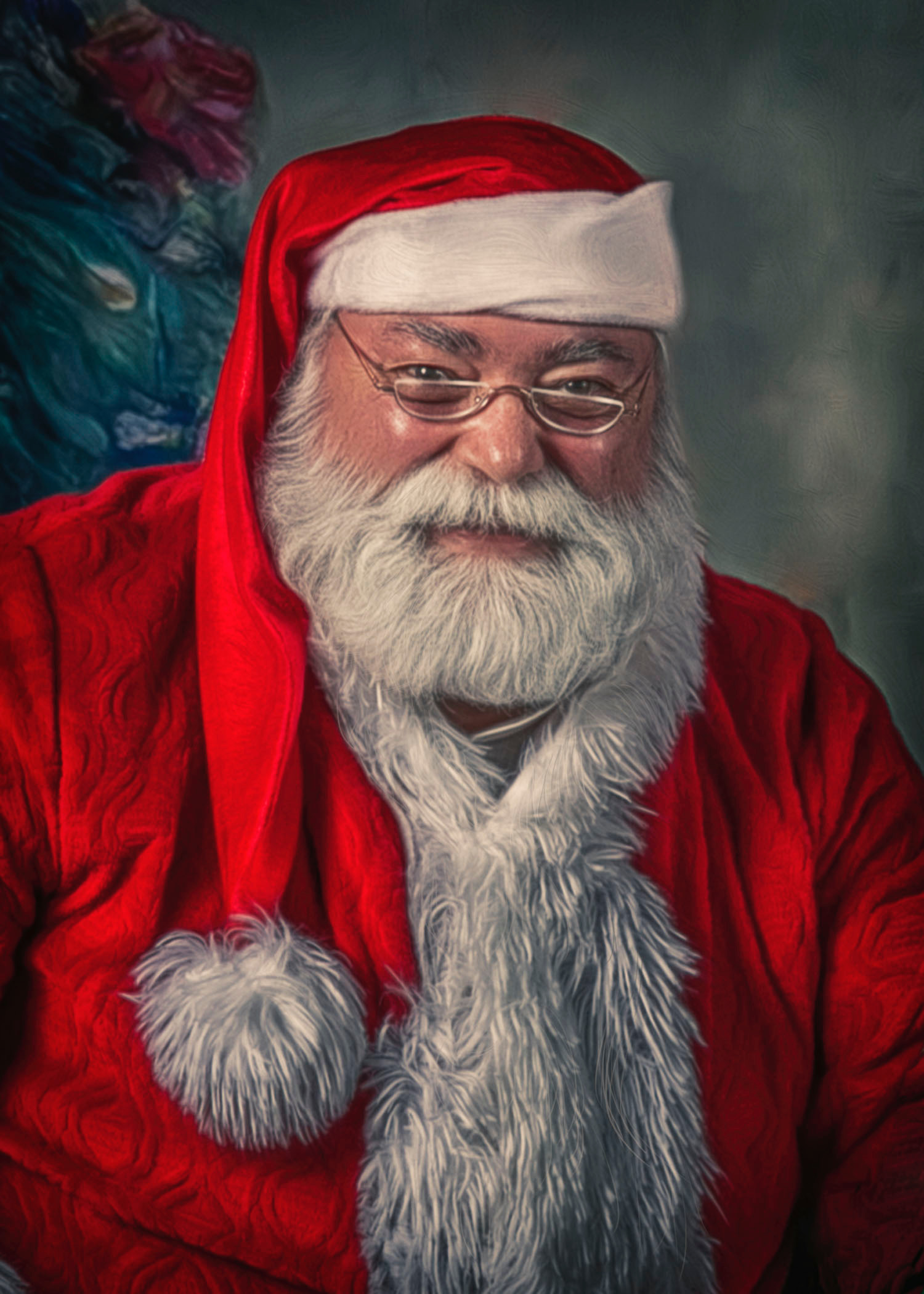 David (My Jolly Santa) smiling in Santa suit